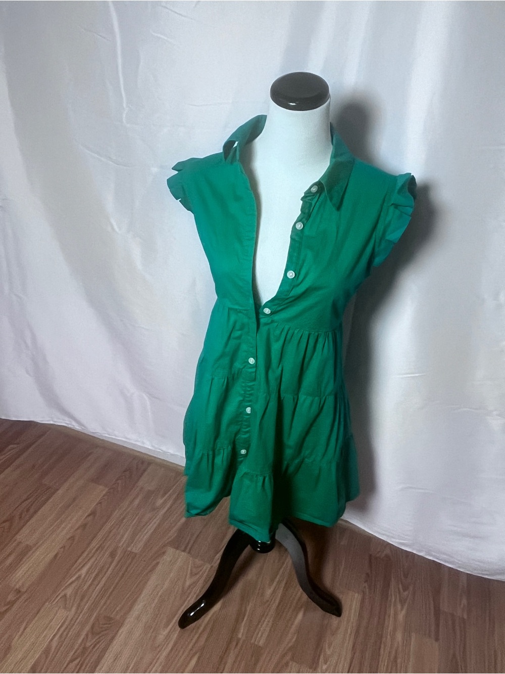 Women's Green Button-Front Mini Dress